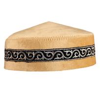 Classical Cultural Kippah Blue Embroidered Skull Caps Durable Polyester Headwear For Traditional Event beige