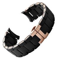 Pakeičiama plieninė, guma dengta laikrodžio apyrankė, skirta Armani AR5889/5890/5905/5920 - Vyriška ir moteriška, 20mm/23mm pločio 23mm black