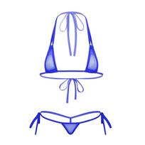 Moterims perregimas tinklinis dirželiais micro bikini komplektas trikampis maudymosi kostiumas maudymosi kostiumas paplūdimio baseino deginimosi One Size karališkos mėlynos spalvos