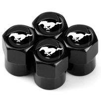 For 4Pcs/Set Car Wheel Tire Valve Caps Metal Stem Cover Ford Mustang Explorer FIESTA Focus Shelby GT350 Kuga Fusion F-150 500 juoda