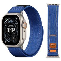 Denim Nylon Strap For Apple Watch Ultra 3-2-1 49mm 11 10 46mm 42mm Braided Bracelet iWatch 9 8 7 6 5 4 SE 45mm 44mm 41/40mm Band (S11-10 42mm) 40 41m black