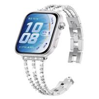 Moterų deimantinė apyrankė Huawei Watch Fit 3 Fit 4 4Pro Fit 5, nerūdijančio plieno metalinė grandinėlė, dirželis Huawei Watch Fit 5 Pro sidabras