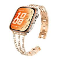 Moterų deimantinė apyrankė Huawei Watch Fit 3 Fit 4 4Pro Fit 5, nerūdijančio plieno metalinė grandinėlė, dirželis Huawei Watch Fit 5 Pro rožinio aukso spalvos
