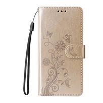 Magnetinis Odinis Piniginės Atverčiamas dėklas Telefonui Xiaomi 17T Pro Stovas Gėlės ir Drugelio Reljefas Dėklams Xiaomi 17 Pro Max Xiaomi 17 beige