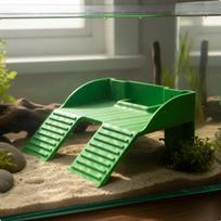 Turtle Basking Dock with Feeding Trough FoodGrade Aquatic Station Reptile Climbing žalia