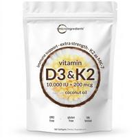 Vitaminas D3 10000 TV Plius K2 MK-7 200 mcg 300 Extra Virgin Kokosų Aliejaus Minkštosios Kapsulės LOT NAUJAS 1 pack