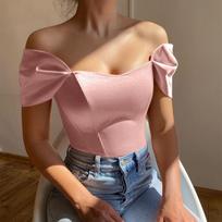 Moterims Satino Off Shoulder Korsetas Viršus Be Rankovių Liemens Suspaudėjas Bustier Blizgus Marškinėliai Vasaros Mada Slim Fit Marškiniai S rožinė