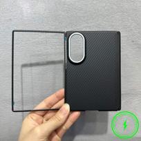Skirta Samsung Galaxy Z Fold 8 1500D anglies pluošto tekstūros magnetinio vyrio apsauginis dėklas Magsafe belaidžiam įkrovimui Verslo dangtelis Galaxy Z Fold 8 gray