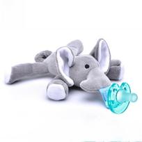 Kūdikio čiulptukas su silikoniniu antgaliuku naujagimiams ir kūdikio krikštynų dovanai Elephant gray