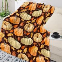 Mesti pledas Rudens moliūgas Klevo lapas Pledas Minkšti patogūs pliušiniai pledai Šilti sofos lovos užtiesalai Size: 75*100cm, Weight: 230 GSM orange