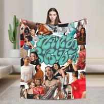 Nina Chuba kelionės pledas itin minkštas pūkuotas pliušinis patalynės užtiesalas namų dekoravimui stovyklavimui flanelinis lovatiesė lovos uždangalas Size: 75*100cm, Weight: 230 GSM black