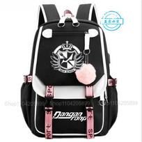 Danganronpa Kuprinė Anime Mochila Mokyklinė Kuprinė Studentui USB Prievadas Kelioninės Rankinės Nešiojamam Kompiuteriui Atsitiktinė Didelė Messenger Rankinė Dovana 12 inches black