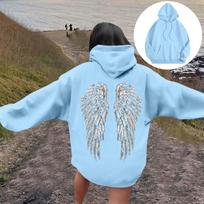 Unisex Long Sleeve Hoodie with Hood and Pockets for Casual Daily Wear M šviesiai mėlyna spalva