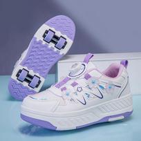 Middle Child Runaway Shoes Roller Skating Boy Classmate Double Wheel Burst Shoes Student Skates Girls Four Wheels With Lights 31 gray