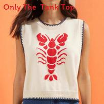 3D Žuvies Rašto Megztas Liemenė Moterims Streetwear Pavasario Laisvalaikio Mada Lobster,M white