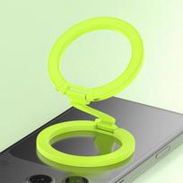 Dual-Sided Magnetic Tri-Fold Phone Holder with Strong Grip for Live Broadcasts, Video Recording, and Sports. Multi-Function Finger Ring Stand. yellow