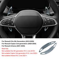 For 2019-2025 Renault Clio5 CLIO 5 Captur 2020-25Car Steering Wheel Shift Paddle DSG Extension Gear Stickers Arkana 2021-2025 for Clio 19-25 1 gray