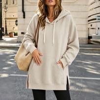 Women's Color Long Sleeve Pullover Sweatshirt for Casual Daily Wear XL chaki