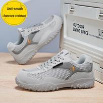 Steel Toe Women's Safety Shoes - Breathable, Anti-Smash, Anti-Puncture, Soft Sole, All-Season Gray; 39 mėlyna