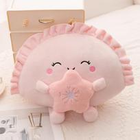 13/35cm Mielas koldūno pliušinis pagalvės raktų pakabukas Spalvingas įvairių skonių maisto koldūnas Minkštas žaislas Kawaii Keptas koldūnas su raudona širdimi beige