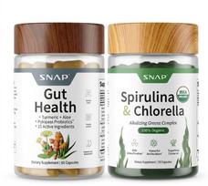 Žarnyno sveikatos rinkinys - Žarnyno sveikata + Spirulina ir Chlorella - Natūralus maisto papildų rinkinys Prebiotikai Probiotikai Mitybos 1pack