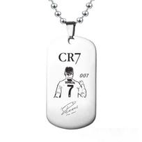 CR7 logotipas nerūdijančio plieno futbolo karoliai vyrams - Hip Hop spalvoti, neblunkantys papuošalai white