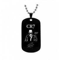 CR7 logotipas nerūdijančio plieno futbolo karoliai vyrams - Hip Hop spalvoti, neblunkantys papuošalai black