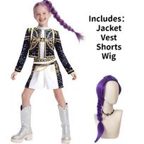 Kpop Medžiotojų Scenos Cosplay Kostiumas Vaikams Mergaitėms Anime Medžiotojų Cosplay Apranga Perukas Kostiumas Helovino Šventės Vaidmenų Žaidimo Kostiumas 140cm black