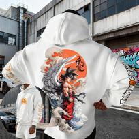 Dragon Ball Anime Goku spausdintas džemperis Pavasaris/Ruduo Vyriškas ir Moteriškas Harajuku Dydis Kasdienis Laisvalaikio Tėvų ir Vaikų Viršus S balta