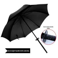 Men's Oversized Windproof Knife Handle Umbrella, Sturdy and Thickened for Sun and Rain, Customizable Design Samurai Sword Umbrella black