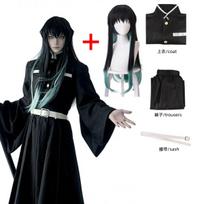 Anime veikėjo Tokito Muichiro Cosplay kostiumas Uniforma Perukas Suaugusiųjų Helovino apranga XL black