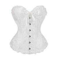 Moteriškas korsetas su raišteliais ir kauliukais, viršutinė dalis, Bustier, Steampunk Korsetas, Smėlio laikrodžio formos kūno formuotojas, Corselet su raukiniais kraštais XS balta
