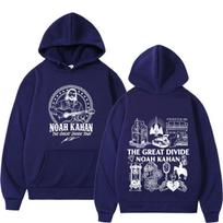 Noah Kahan The Great Divide Tour  Graphic Hoodie Men Women Fashion Harajuku Pullover Long Sleeves Casual Vintage Sweatshirt S tamsiai mėlyna spalva