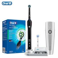 Oral B ultragarsinis elektrinis dantų šepetėlis Pro4000 3D išmanusis dantų balinimas, įkraunamas suaugusiųjų dantų šepetėlis, vandeniui atspari dėmė blue