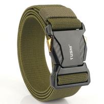 Metaliniai greitai atsegami diržai, užsegama sagtimi, elastiniai drobiniai diržai vyrams Patvarus taktinis diržas, kaubojiškas lauko tamprus armijos diržas 125cm armijos žalia spalva