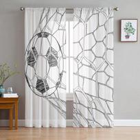 Futbolo futbolo tinklo eskizas permatoma užuolaida svetainės dekoravimui moderni tiulio lango užuolaida miegamojo užuolaidos voile organza 1 PCS W100XH250cm white