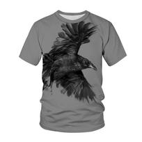 Varna marginti 3D marškinėliai Animal Raven Bird Design Harajuku Streetwear Oversized Tops Vyriški Moterys Vasaros mada Laisvalaikis trumpomis rankovėmis 5XL black
