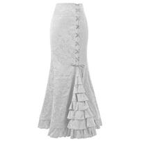 Moteriškas sijonas su žuvies uodega Retro ilgas Mermaid Steampunk gotikinis Viktorijos laikų vidutinio dydžio sijonas XL balta
