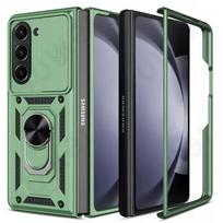 Dėklas Samsung Galaxy Z Fold 6 5 4 5G su žiedu laikikliu, atrama, kameros apsauga, buferis, palaikantis magnetinį automobilinį laikiklį, Coque dangtelis For Samsung Z Fold 4 žalia