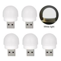 5 vnt. USB naktinė lemputė LED naktinė lemputė USB kištukinė lemputė Maitinimo bloko įkrovimas USB knygos lemputės Mažos apvalios skaitymo akių apsaugos lempos white