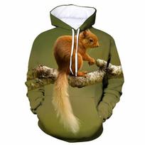 Juokingi voverės gobtuvai Gyvūnas 3D spaudinys Moterys Vyras Streetwear Per dydį ilgomis rankovėmis gobtuvai su gobtuvu megztiniai moteriški viršutiniai drabužiai L brown