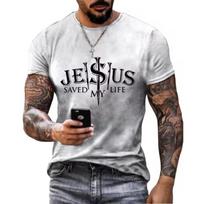 Vintažiniai vyriški marškinėliai Jėzaus Kristaus kryžiaus marškinėliai Vyras Vasaros gatvės apranga Vyriški negabaritiniai marškinėliai Hiphopo laisvalaikio drabužiai Viršutiniai marškinėliai M gray
