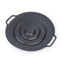 Universalus 30 cm silikoninis puodo dangtis Dangtis nuo išbėgimo Daugkartinis daugiafunkcis dangtelis nuo persipylimo keptuvėms ir puodams 1PCS juoda