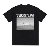 Streetwear Hip Hop Harajuku Didelio dydžio Kanye West Vultures Naujos dainos ir albumo viršelio marškinėliai Vyrams Moterims Gotikinio Laisvo Panko Stiliaus Marškinėliai XL gray