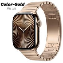 Titano spalvos nerūdijančio plieno dirželis skirtas Apple Watch Series 10 46mm prabangios juostos jungties apyrankei IWatch Ultra2 49mm 45mm 44mm 42mm 9 8 7 6 SE 5 For Series10 46mm auksas