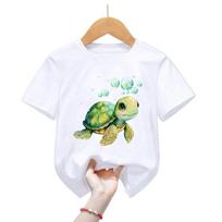 Kawaii jūrų vėžlio printo marškinėliai mergaitėms/berniukams Šaunūs vaikiški drabužiai Harajuku marškinėliai Mielas vaikiškas drabužis Vasariniai mados marškinėliai 5T(120cm) white
