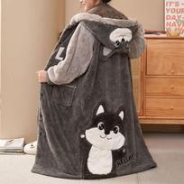 Žiemos moteriškas naktinis chalatas Naktinis chalatas Chalatas 6XL Dydis Plius Dydis Pižama su kelnėmis Storas šiltas flanelinis kimono vonios chalato rinkinys Koralinis namų audinys 5XL brown