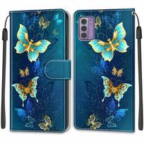 Prabangus dažytos odos dėklas-piniginė knygutės stiliaus apsauginis viršelis Nokia G42/Nokia G310 5G/Nokia C32/Nokia C22/Nokia C12/Nokia G22/Nokia G21/Nokia G11 Nokia C32/C22 blue