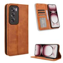 Atverčiamas dėklas OPPO Reno 12 5G, Reno 12 Pro 5G Odinis dėklas [Atverčiamas Vintažinis Odinis] Smūgiams Atsparus Patvarus Retro Dėklas OPPO Reno 12 / Reno12 5G ruda