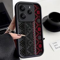 Sudėtingo rašto minkštas silikoninis telefono dėklas Xiaomi 14T 13T Pro Poco X7 F6 Pro X6 Redmi Note 14 Pro 13 12 11 smūgiams atsparus matinis TPU buferio dangtelis Xiaomi Poco X5 juoda